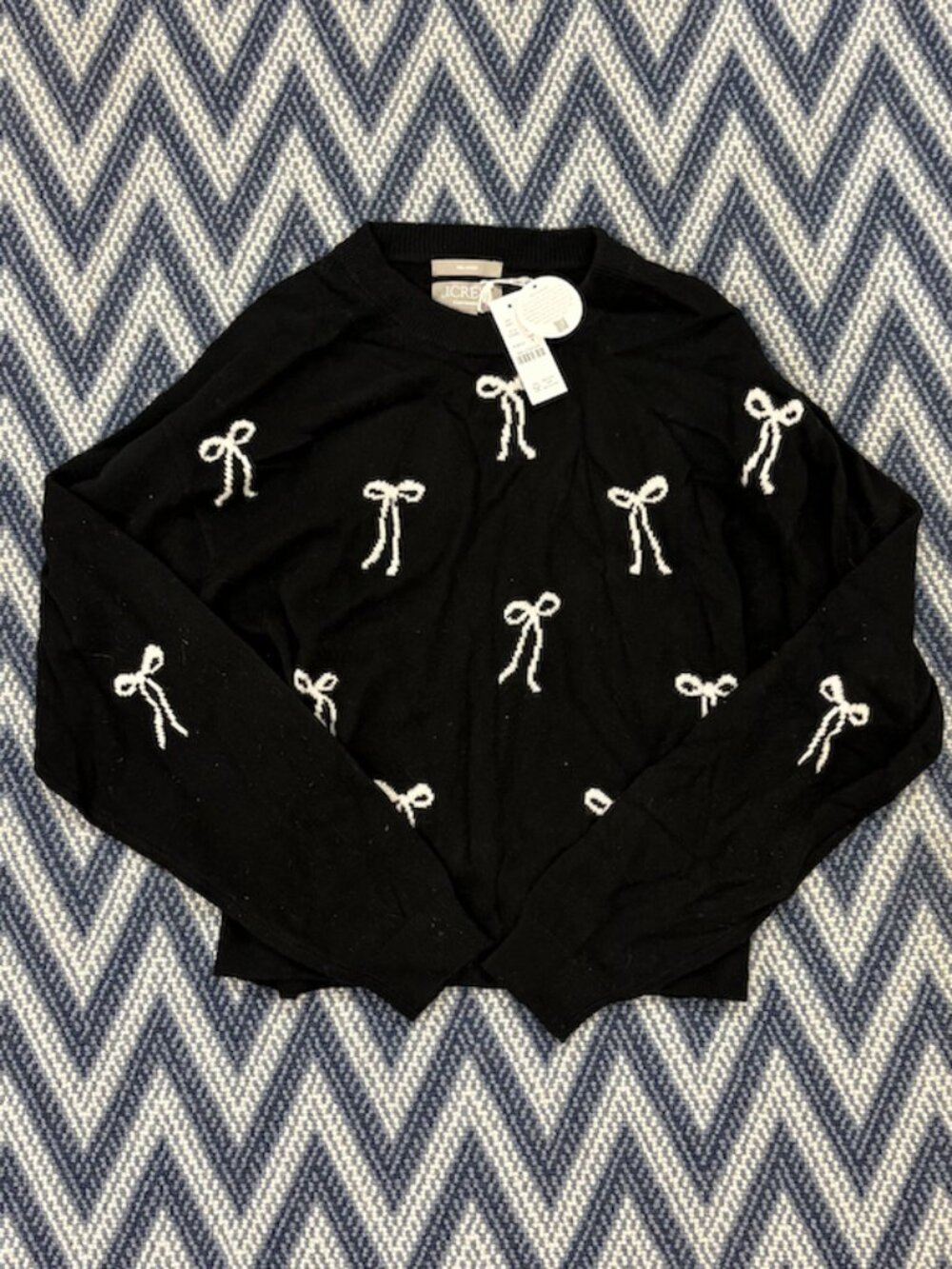 J.Crew 100% Cashmere Black Bow Sweater Size S NWT 🎀